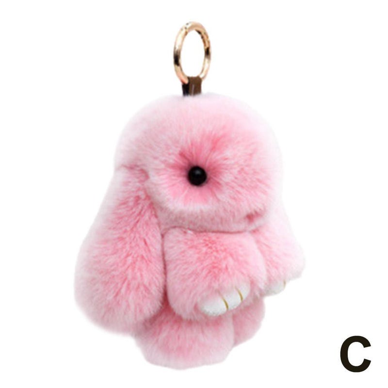 Cute bunny pretending to be dead pendant, imitation rex rabbit fur car keychain, bag charm, little bunny pendant, couple charm.